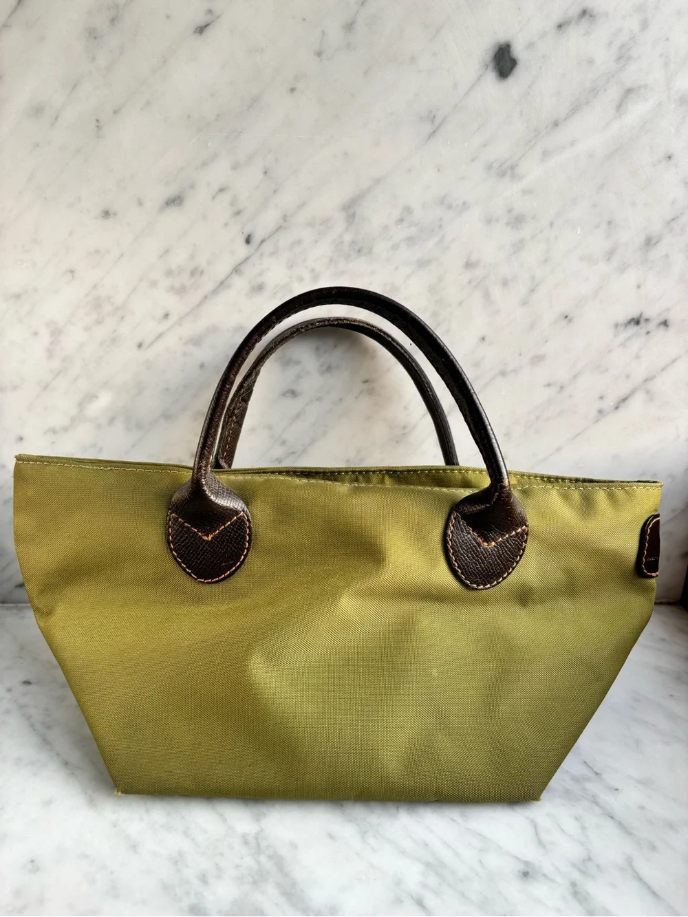 Herve Chapelier Olive Green Nylon Handheld Small Tote